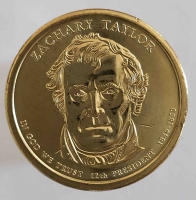 1 доллар 2009г. США.  Р . Закари Тейлор(1849-1850), 12-й президент, состояние UNC. - Мир монет