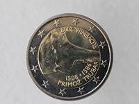 2 евро 2008г. Словения. 500 лет со дня рождения Приможа Трубара , из ролла - Мир монет