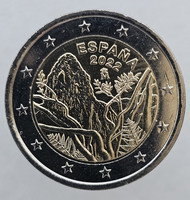 2 евро 2022г. Испания. Национальный парк Гарахонай, состояние UNC - Мир монет