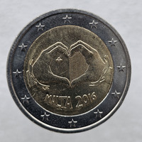 2 евро 2016г. Мальта. Солидарность через любовь , из ролла - Мир монет