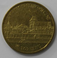 2 злотых  2007г.  Польша.  Торунь , состояние UNC. - Мир монет