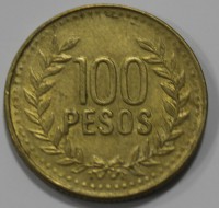100 песо 2008г. Колумбия, состояние XF - Мир монет