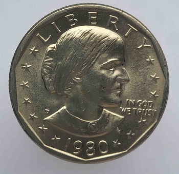 1 доллар 1980г. США.  D .  Сьюзен Энтони  , состояние UNC. - Мир монет