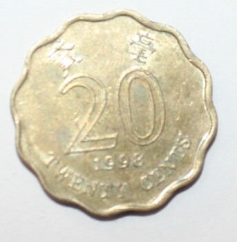 20 центов 1998г. Гонконг. Китай,состояние VF - Мир монет