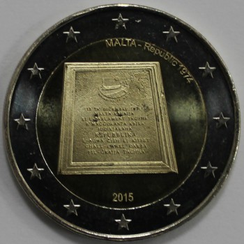 2 евро 2015г. Мальта. Республика 1974,  состояние UNC.  - Мир монет